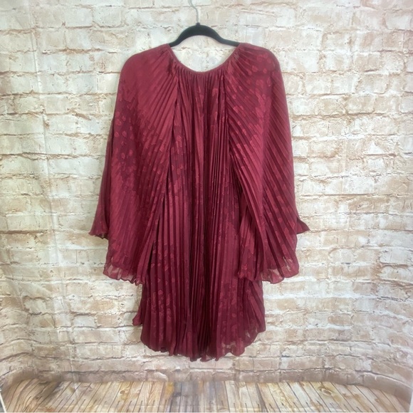 Anthropologie Toulon Pleated Mini Dress in Plum Size Small NEW - Picture 6 of 8